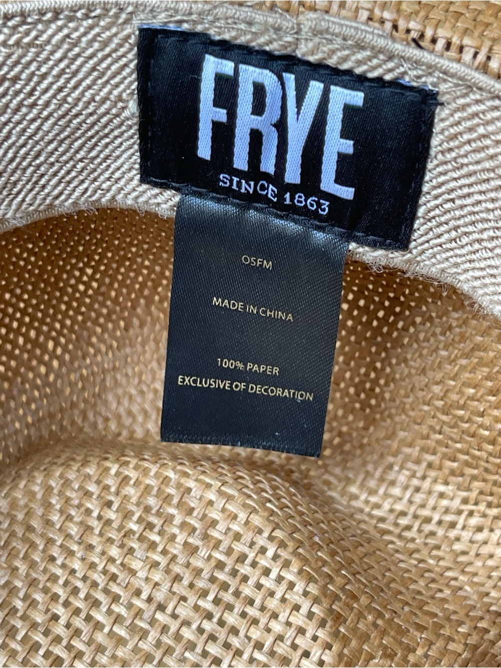 FRYE Straw Cowboy Hat Leather Band - Picture 4 of 12